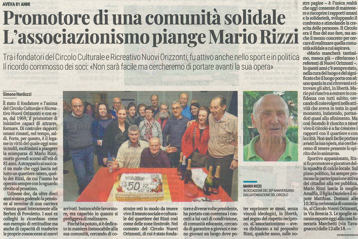 Scomparsa Mario Rizzi
