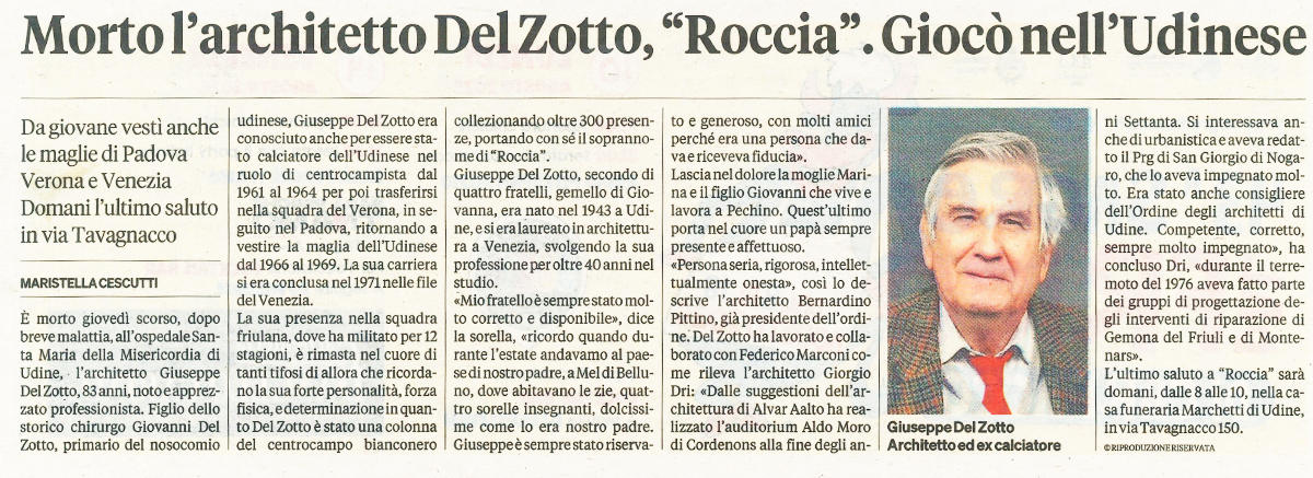 Morto l'architetto Del Zotto
