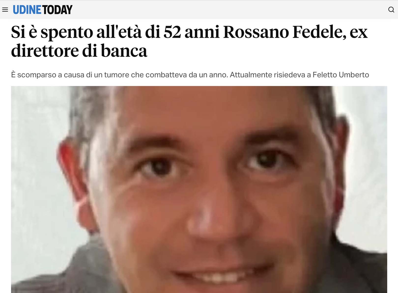 Si è spento alletà di 52 anni Rossano Fedele
